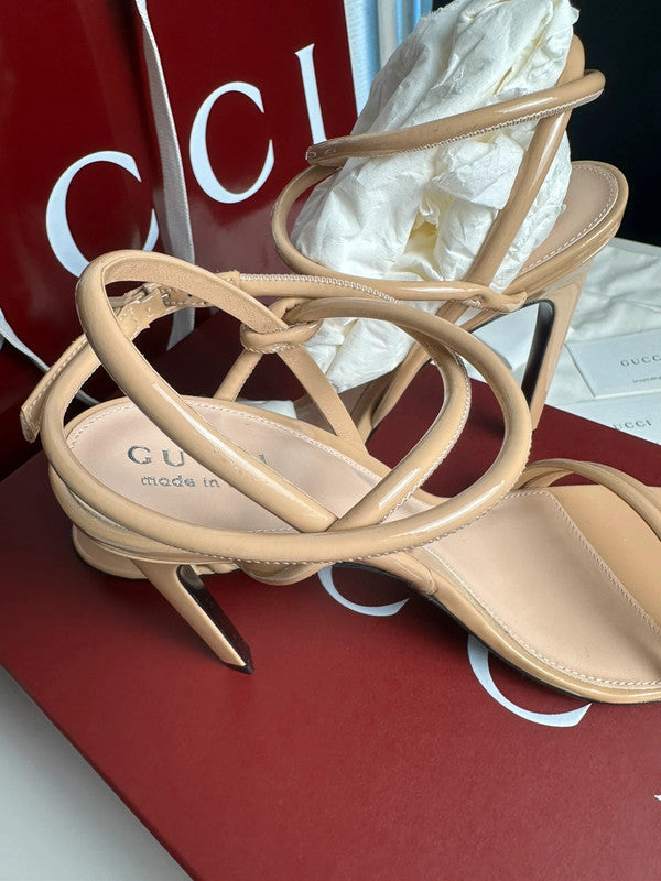 Gucci Sandales à Talons Cuir Verni Pink Sand T.38,5 — Neuves