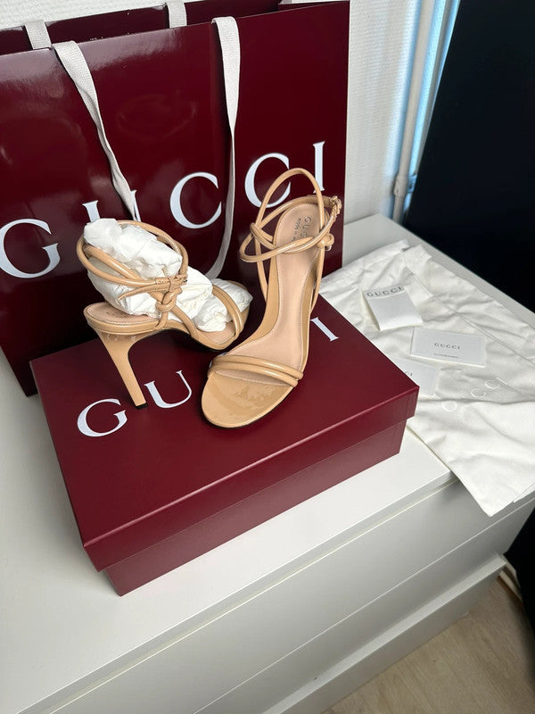 Gucci Sandales à Talons Cuir Verni Pink Sand T.38,5 — Neuves