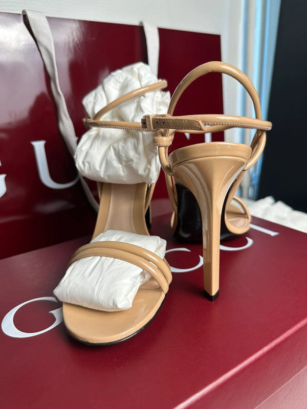 Gucci Sandales à Talons Cuir Verni Pink Sand T.38,5 — Neuves