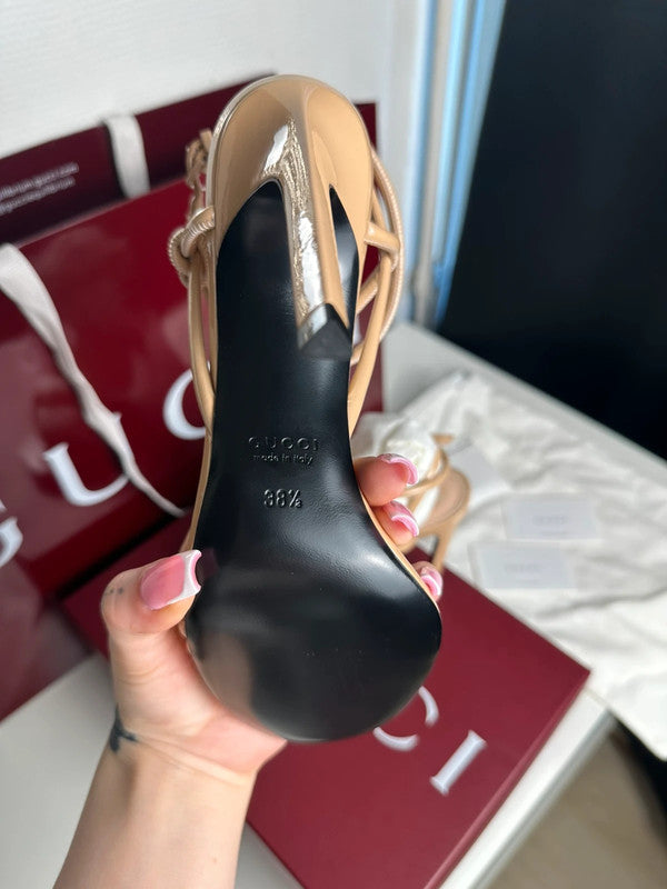 Gucci Sandales à Talons Cuir Verni Pink Sand T.38,5 — Neuves