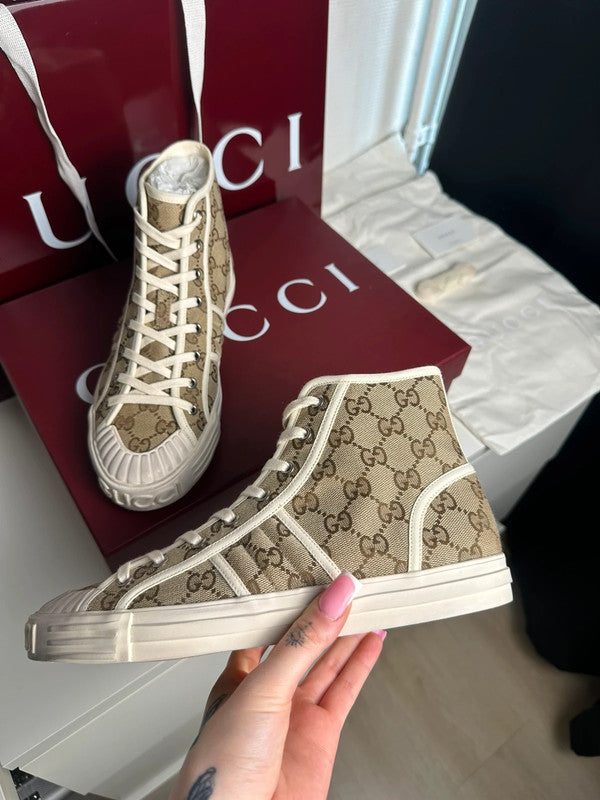 Gucci Sneakers Montantes Toile GG Monogram Beige T.41,5 — Neuves