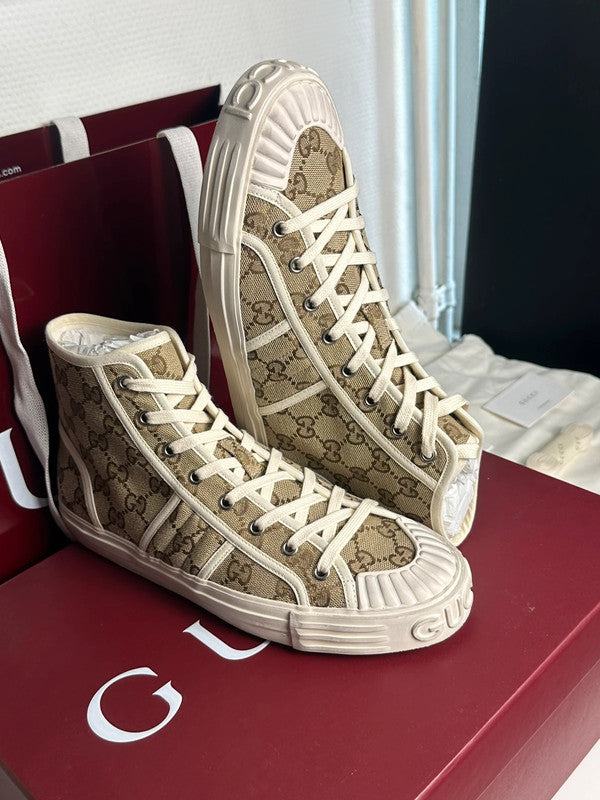 Gucci Sneakers Montantes Toile GG Monogram Beige T.41,5 — Neuves