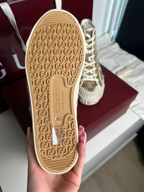 Gucci Sneakers Montantes Toile GG Monogram Beige T.41,5 — Neuves