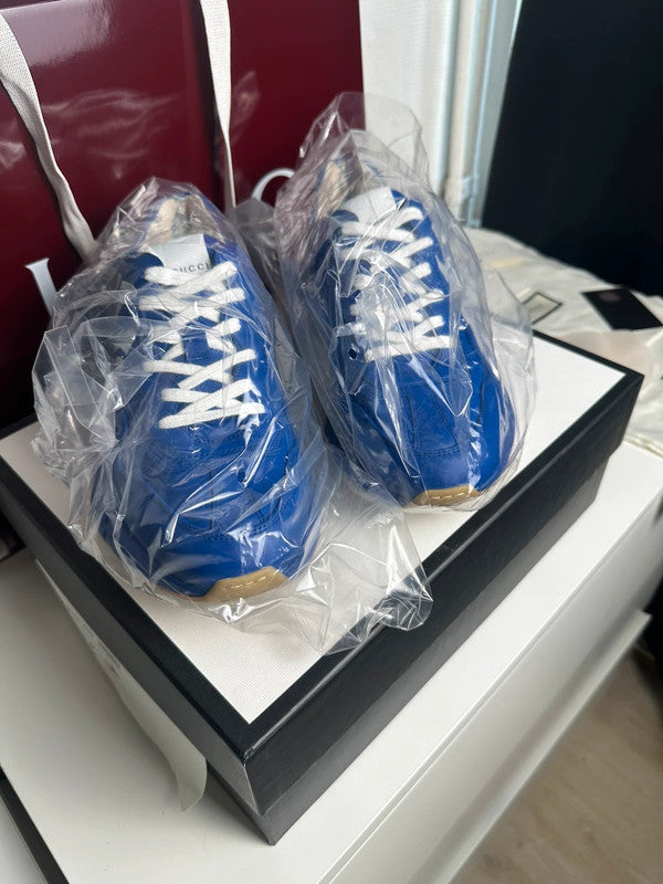 Gucci Rhyton Sneakers Cuir Bleu Collaboration MLB NY Yankees T.41 — Neuves