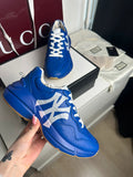 Gucci Rhyton Sneakers Cuir Bleu Collaboration MLB NY Yankees T.41 — Neuves