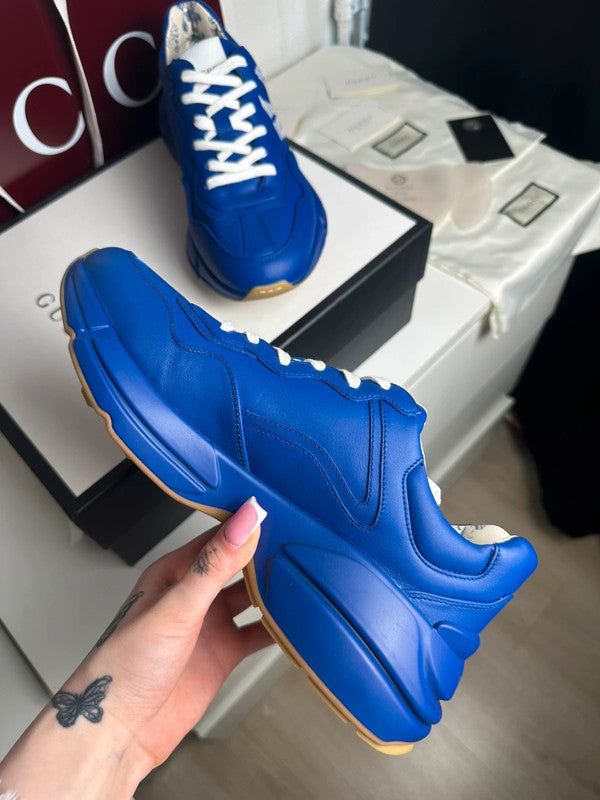 Gucci Rhyton Sneakers Cuir Bleu Collaboration MLB NY Yankees T.41 — Neuves