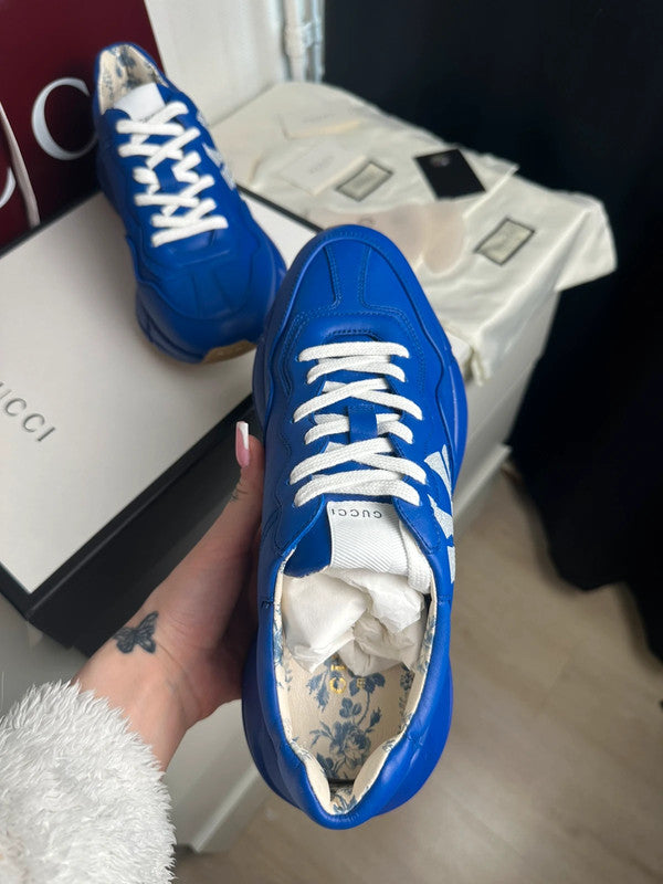 Gucci Rhyton Sneakers Cuir Bleu Collaboration MLB NY Yankees T.41 — Neuves