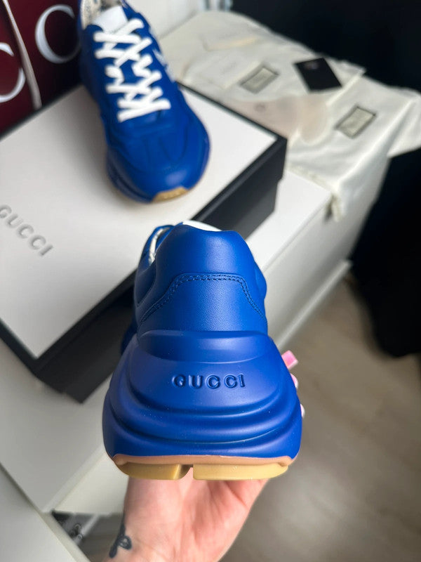 Gucci Rhyton Sneakers Cuir Bleu Collaboration MLB NY Yankees T.41 — Neuves