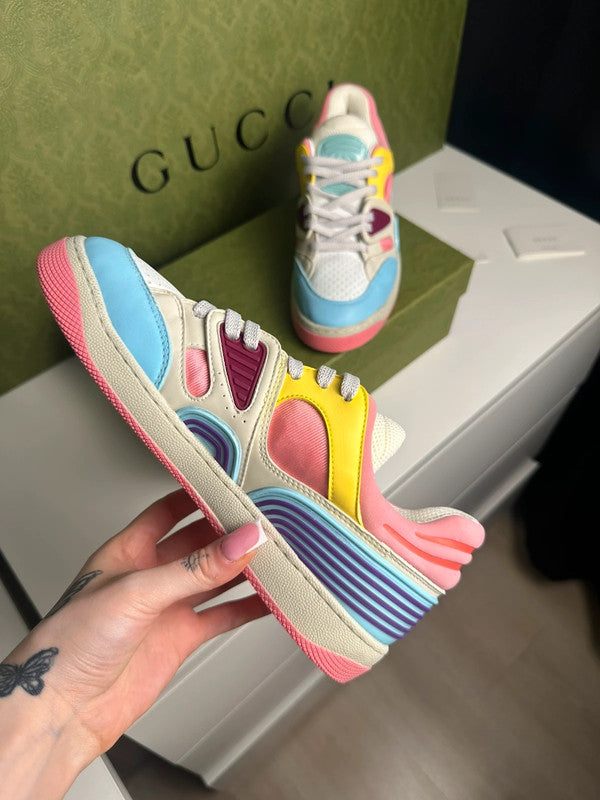 Gucci Basket Low-Top Demetra Multicolore Rose/Bleu T.38,5 — Neuves