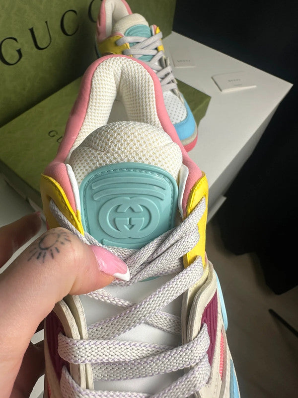 Gucci Basket Low-Top Demetra Multicolore Rose/Bleu T.38,5 — Neuves