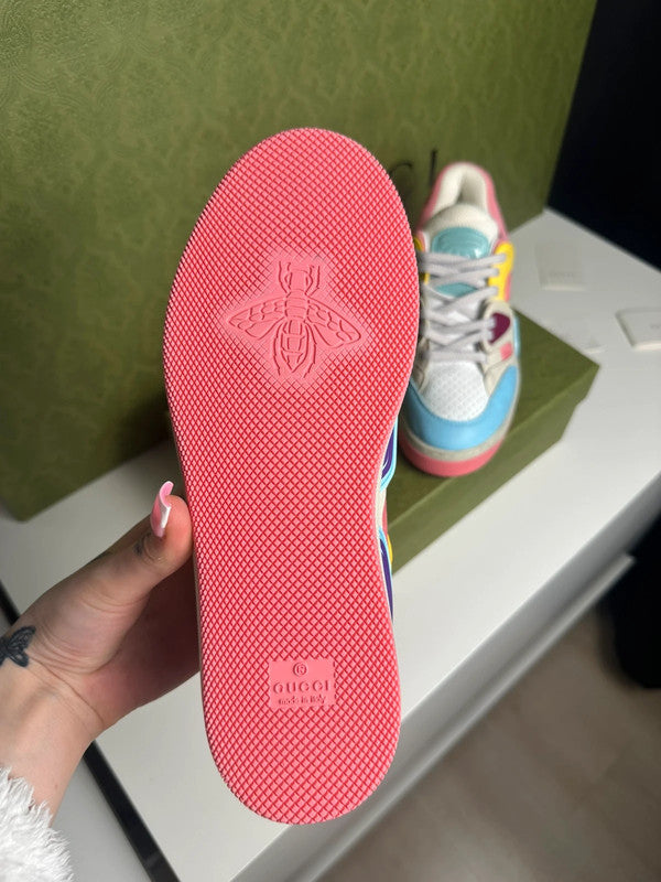 Gucci Basket Low-Top Demetra Multicolore Rose/Bleu T.38,5 — Neuves