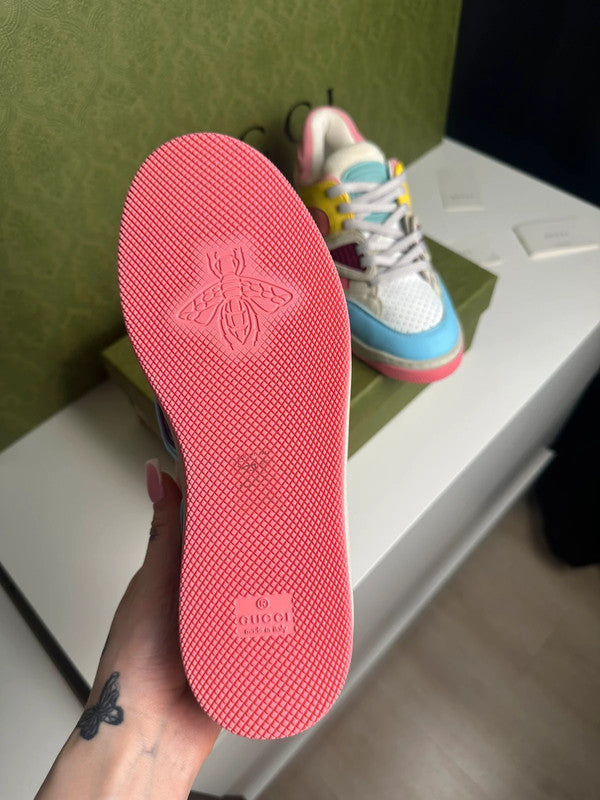 Gucci Basket Low-Top Demetra Multicolore Rose/Bleu T.38,5 — Neuves
