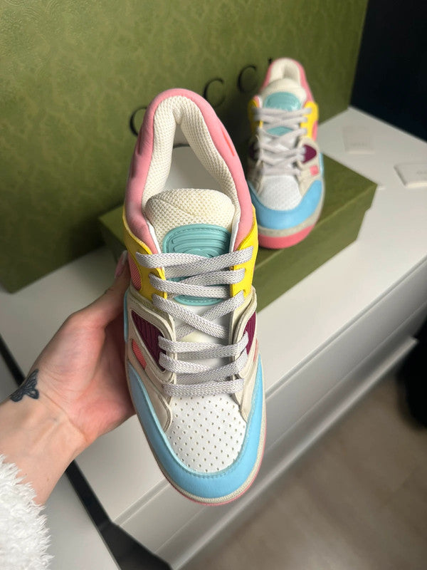 Gucci Basket Low-Top Demetra Multicolore Rose/Bleu T.38,5 — Neuves