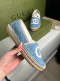 Gucci Espadrilles Tissu Éponge Bleu Logo GG T.38 — Neuves