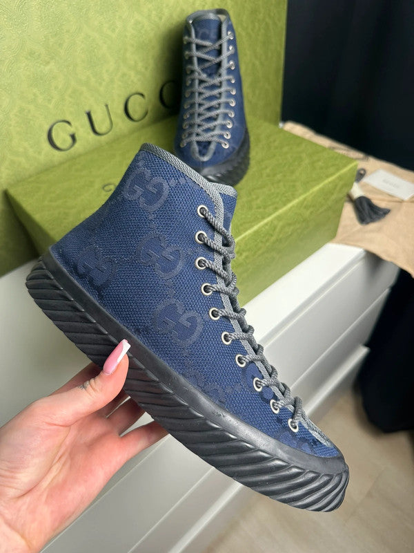 Gucci Off The Grid Sneakers Montantes Toile GG Bleu Navy T.41 — Neuves