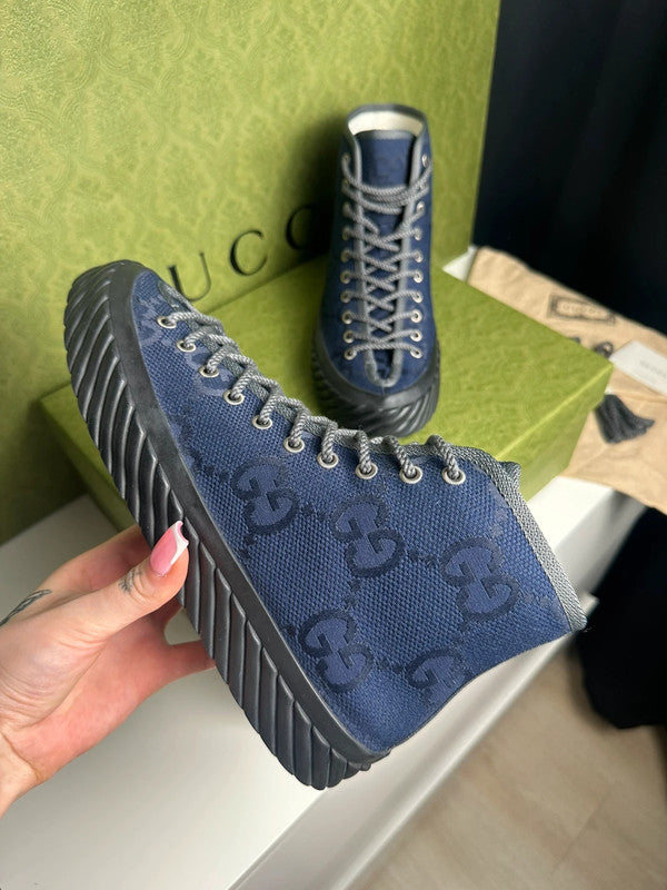 Gucci Off The Grid Sneakers Montantes Toile GG Bleu Navy T.41 — Neuves