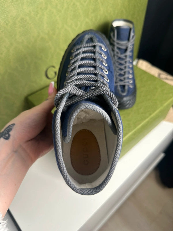 Gucci Off The Grid Sneakers Montantes Toile GG Bleu Navy T.41 — Neuves