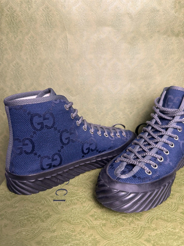 Gucci Off The Grid Sneakers Montantes Toile GG Bleu Navy T.41 — Neuves