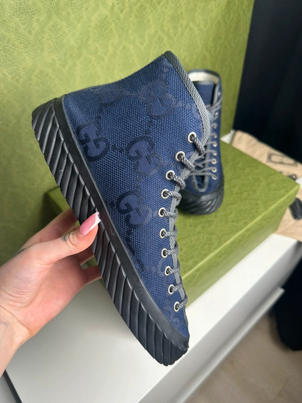 Gucci Off The Grid Sneakers Montantes Toile GG Bleu Navy T.41 — Neuves