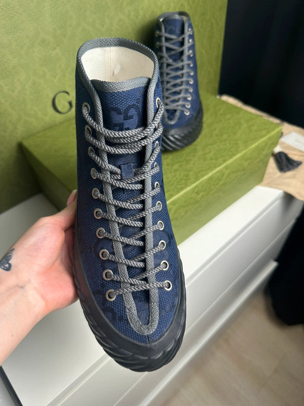 Gucci Off The Grid Sneakers Montantes Toile GG Bleu Navy T.41 — Neuves