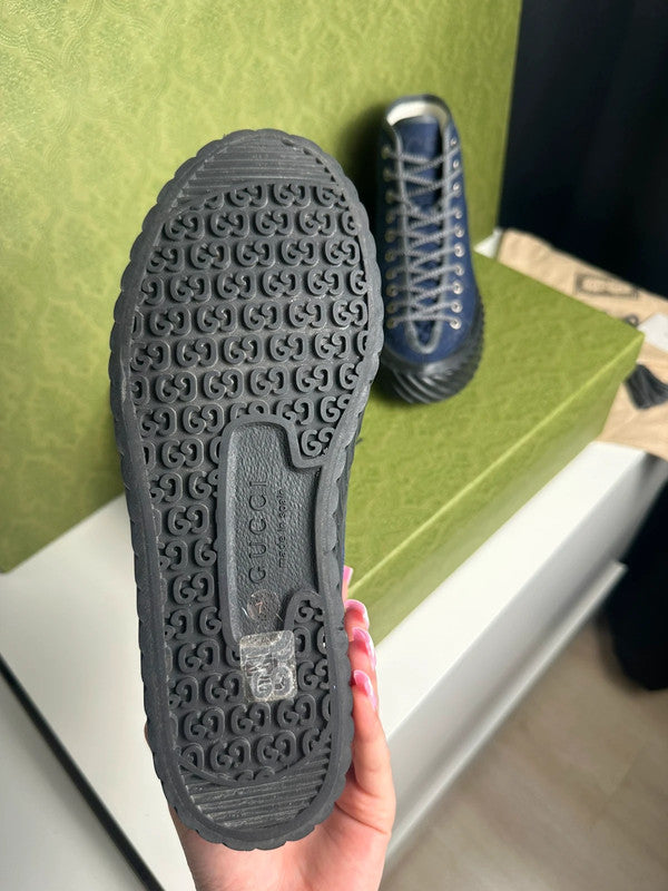 Gucci Off The Grid Sneakers Montantes Toile GG Bleu Navy T.41 — Neuves