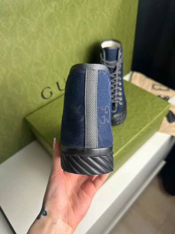 Gucci Off The Grid Sneakers Montantes Toile GG Bleu Navy T.41 — Neuves