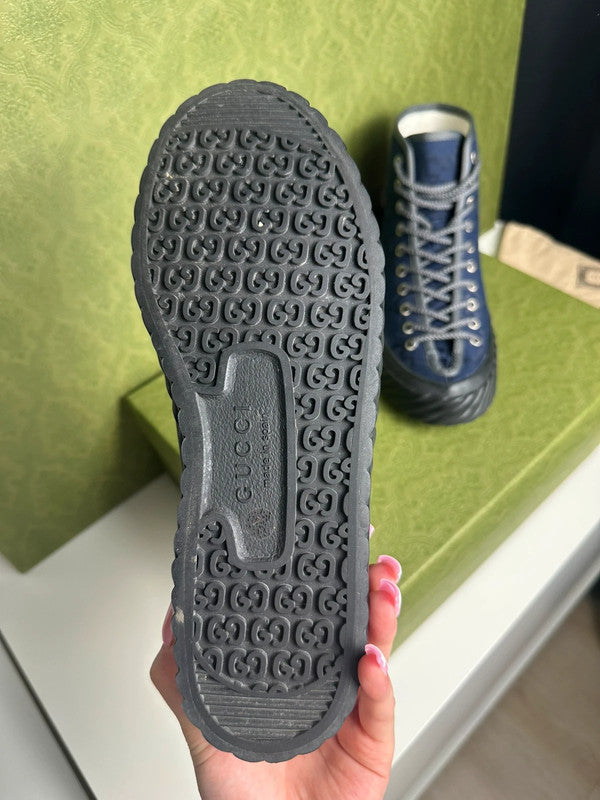 Gucci Off The Grid Sneakers Montantes Toile GG Bleu Navy T.41 — Neuves