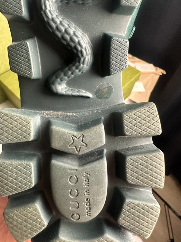 Gucci Bottes Horsebit Caoutchouc Vert Foncé T.38 — Neuves