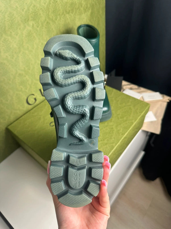 Gucci Bottes Horsebit Caoutchouc Vert Foncé T.38 — Neuves
