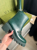 Gucci Bottes Horsebit Caoutchouc Vert Foncé T.38 — Neuves