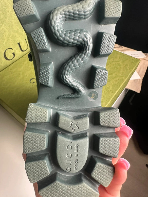 Gucci Bottes Horsebit Caoutchouc Vert Foncé T.38 — Neuves