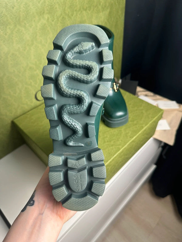 Gucci Bottes Horsebit Caoutchouc Vert Foncé T.38 — Neuves