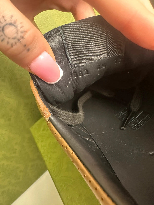 Gucci Sneakers Toile GG Supreme Noir & Cuir Camel T.40,5 — Neuves