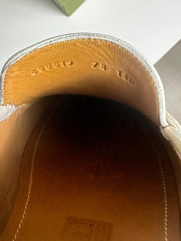 Gucci Mocassins Tayma Cuir Grainé Mystic White T.41,5 — Neufs