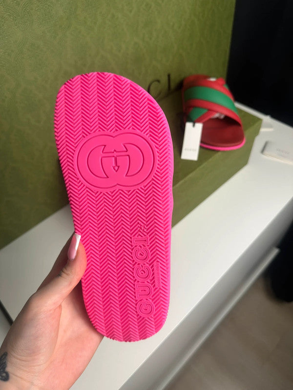 Gucci Slides Brides Croisées Rouge & Vert T.38 — Neuves