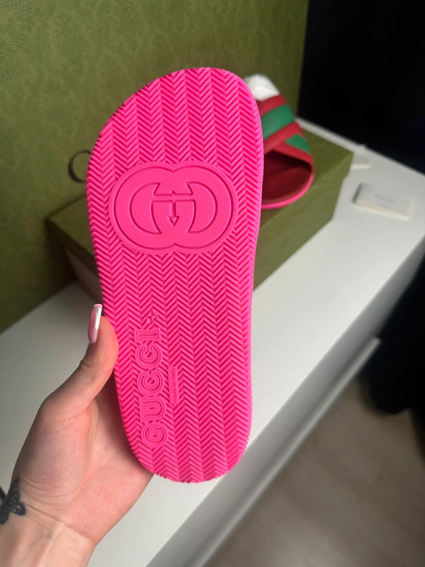 Gucci Slides Brides Croisées Rouge & Vert T.38 — Neuves