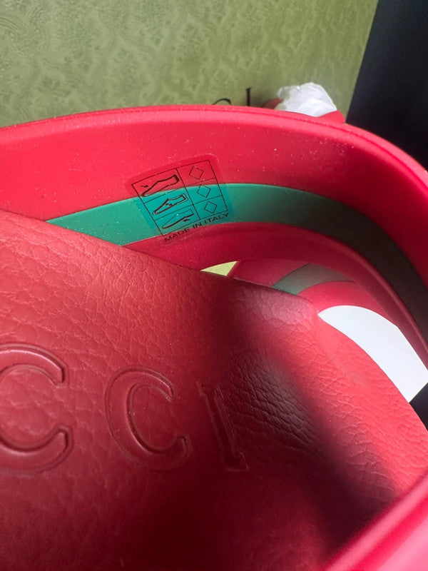 Gucci Slides Brides Croisées Rouge & Vert T.38 — Neuves