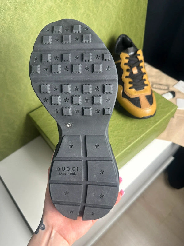 Gucci Rhyton Sneakers Toile GG Supreme Noir & Cuir Camel T.43,5 — Très Bon État