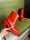 Gucci Bottes Horsebit Caoutchouc Rouge T.37 — Neuves