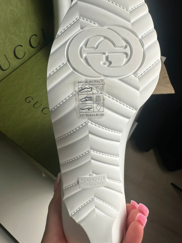 Gucci Bottines à Talons GG Rubber Caoutchouc Blanc T.39 — Neuves