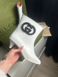 Gucci Bottines à Talons GG Rubber Caoutchouc Blanc T.39 — Neuves