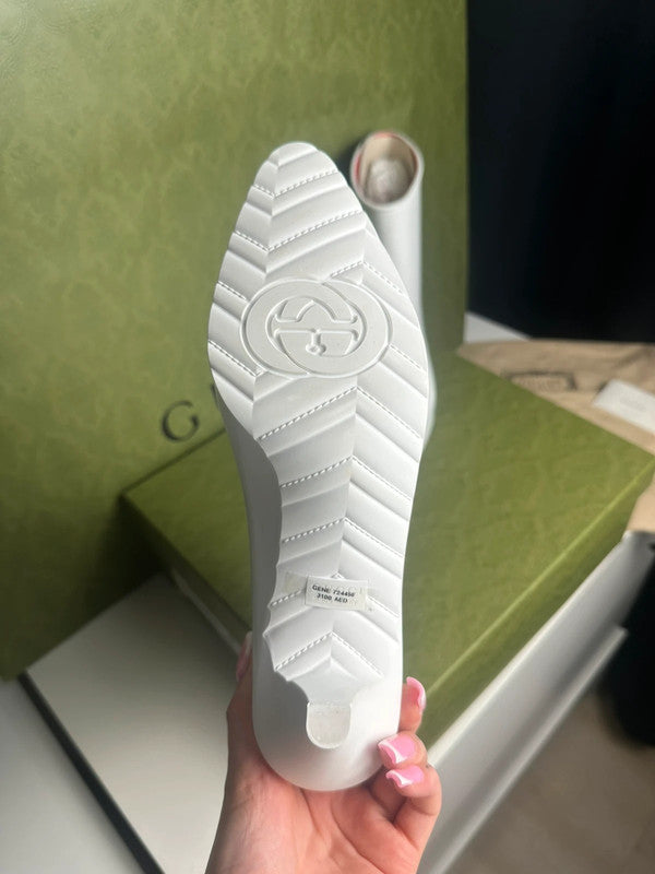 Gucci Bottines à Talons GG Rubber Caoutchouc Blanc T.39 — Neuves