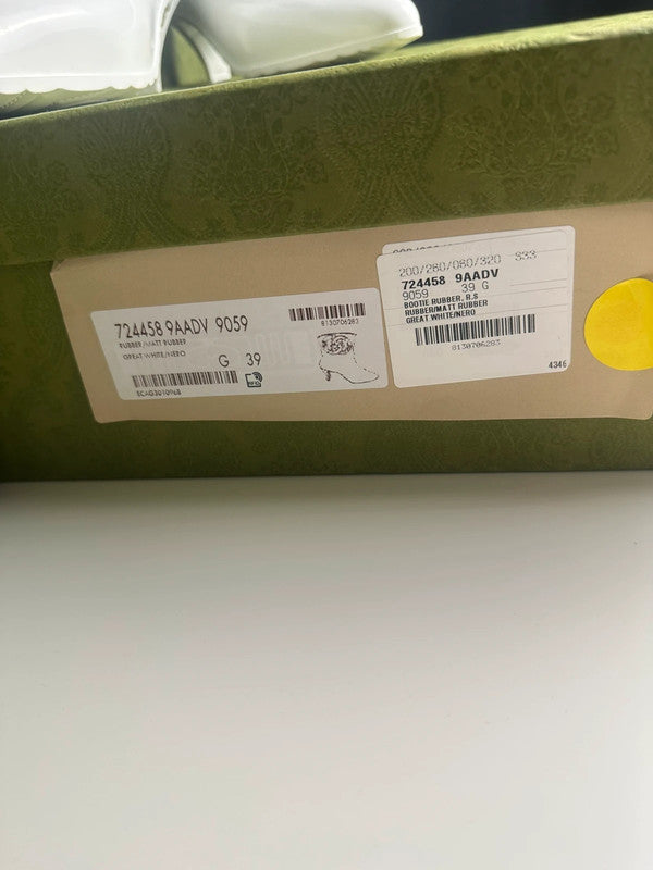 Gucci Bottines à Talons GG Rubber Caoutchouc Blanc T.39 — Neuves