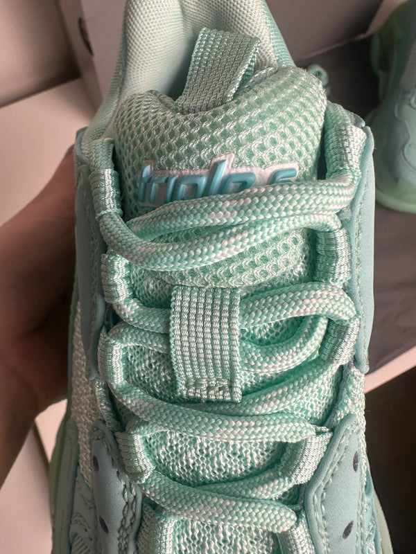 Balenciaga Triple S Sneakers Cuir & Mesh Turquoise T.38 — Neuves