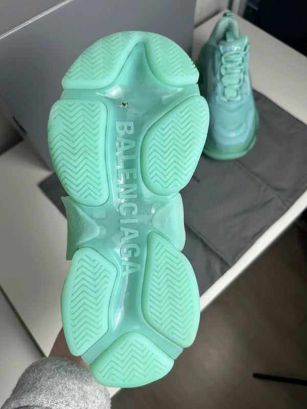 Balenciaga Triple S Sneakers Cuir & Mesh Turquoise T.38 — Neuves