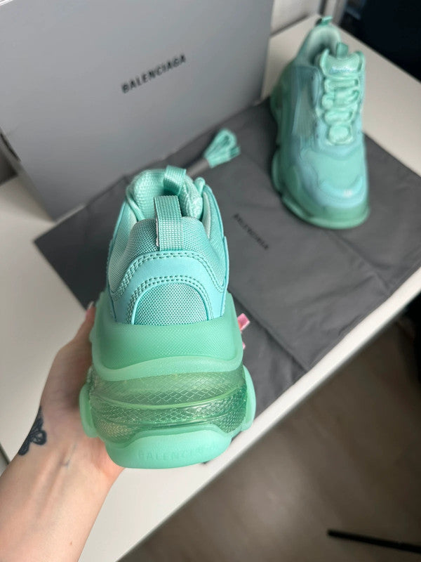Balenciaga Triple S Sneakers Cuir & Mesh Turquoise T.38 — Neuves