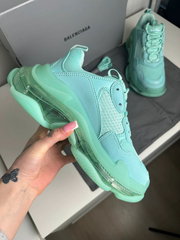 Balenciaga Triple S Sneakers Cuir & Mesh Turquoise T.38 — Neuves