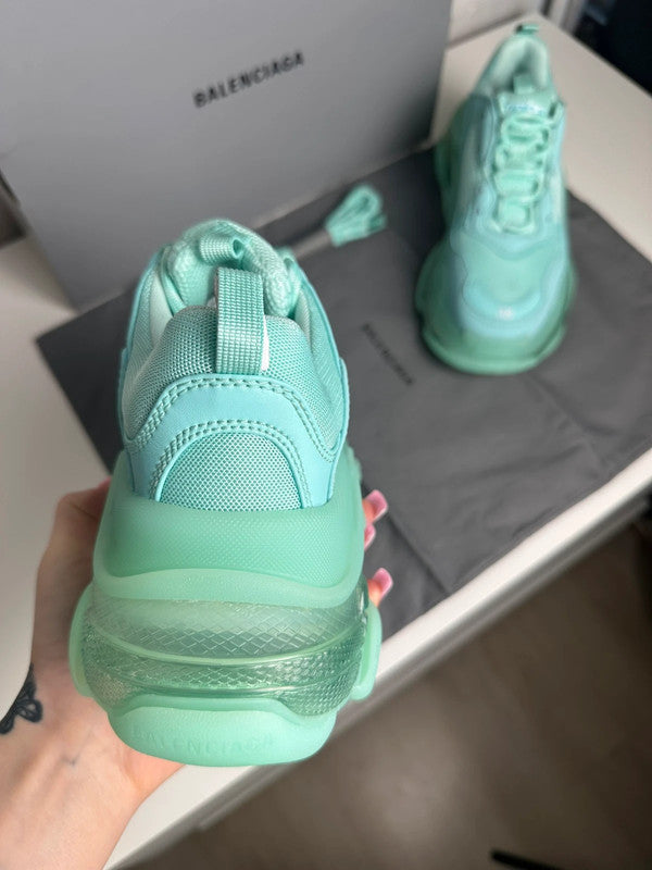 Balenciaga Triple S Sneakers Cuir & Mesh Turquoise T.38 — Neuves