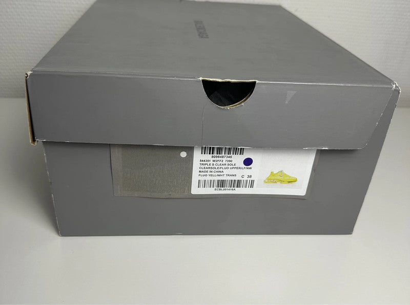 Balenciaga Triple S Clear Sole Jaune Fluo T.38 — Neuves