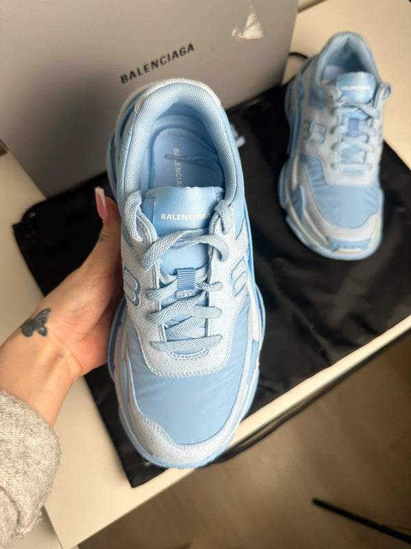 Balenciaga Triple S BB Sneakers Cuir & Mesh Bleu T.38 — Neuves